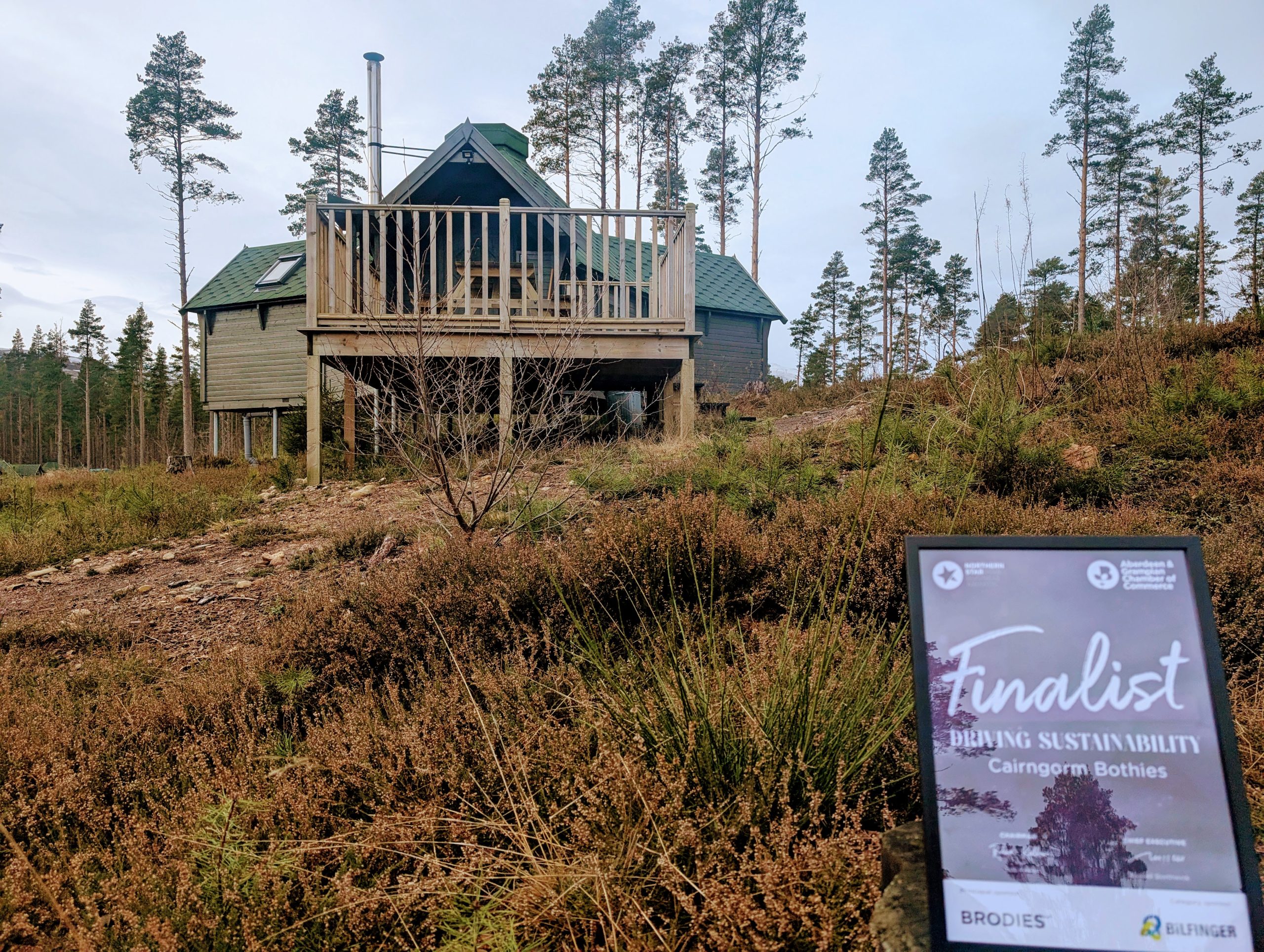 CB with Northern star award Cairngorm Bothies offer dog friendly off grid selfcatering in the cairngorms with their 2026 northern Star finalist award